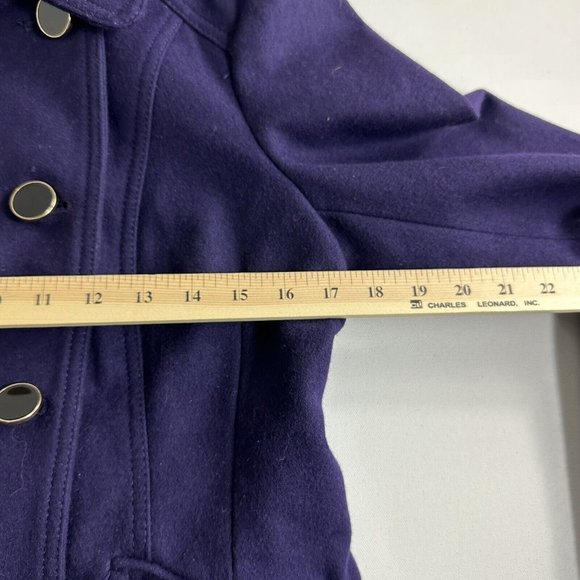 Express Womens Pea Coat Double Breasted Wool Blend Size M Purple Long Sleeves - Picture 10 of 12